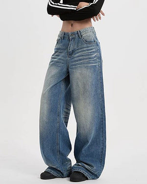 VILZSTUDIOS Y2K faded wash baggy jeans for casual streetwear style