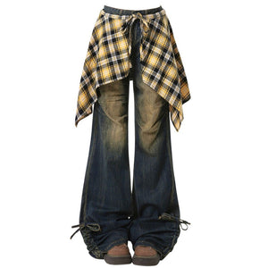 VILZSTUDIOS Y2K Flared Shirt-Tie Baggy Jeans product image