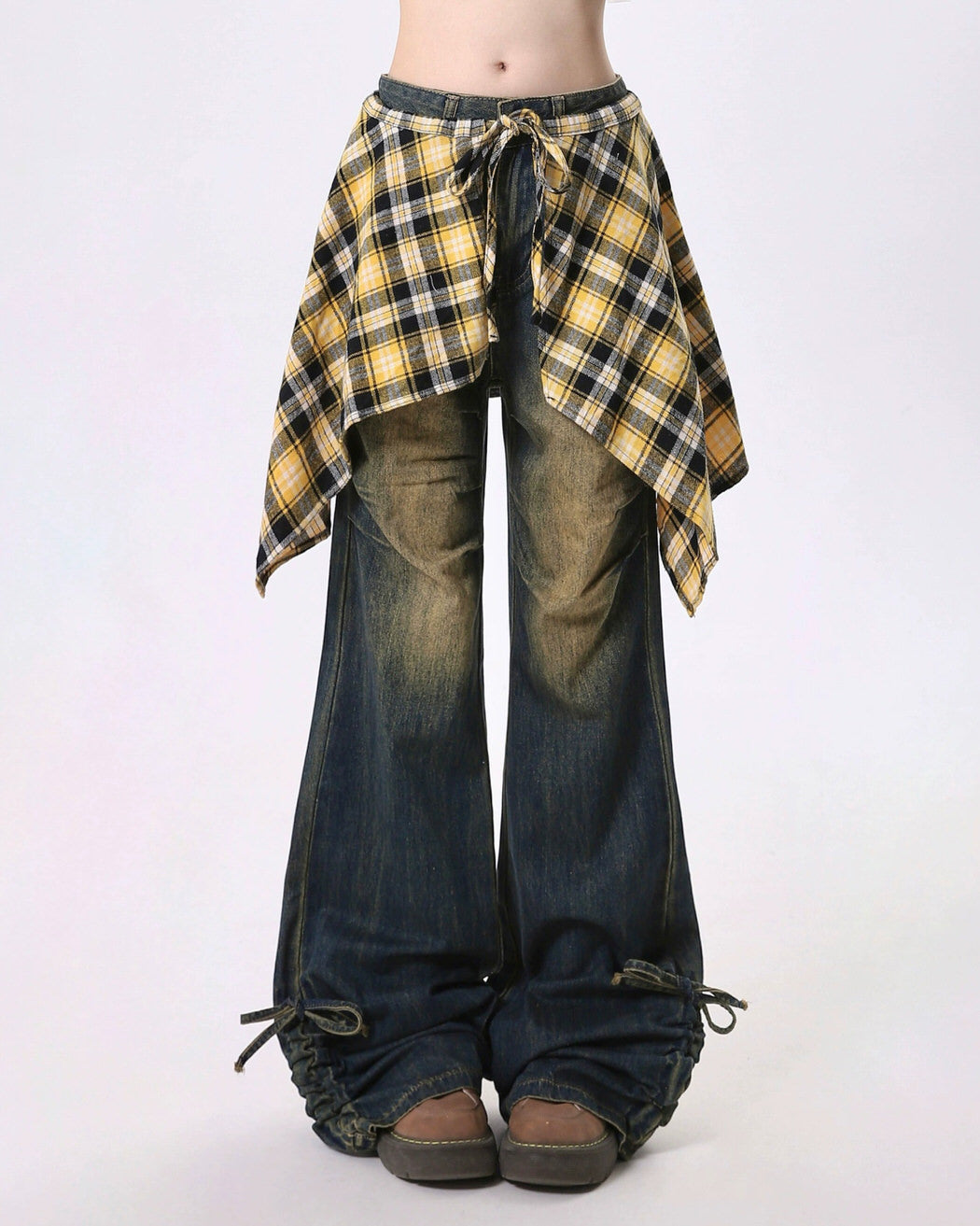 VILZSTUDIOS Y2K Flared Shirt-Tie Baggy Jeans product image