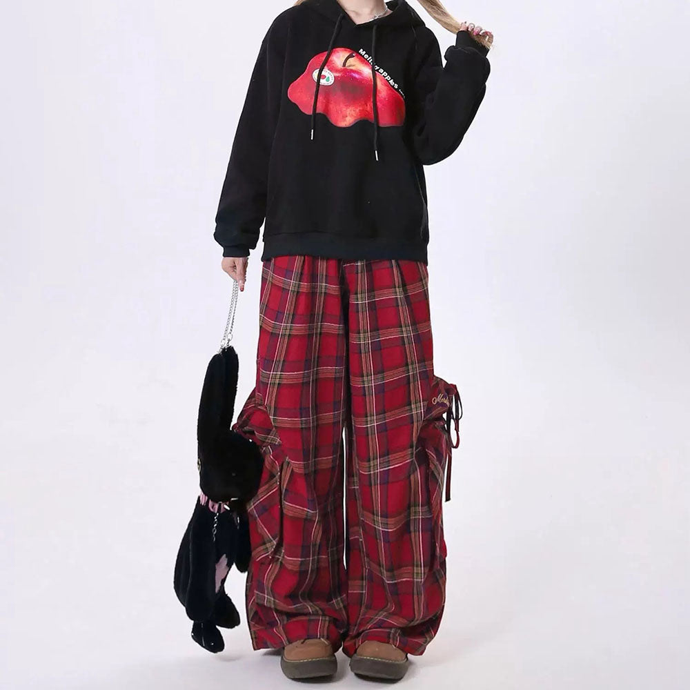 VILZSTUDIOS Y2K Grunge Tartan Cargo Pants with pockets