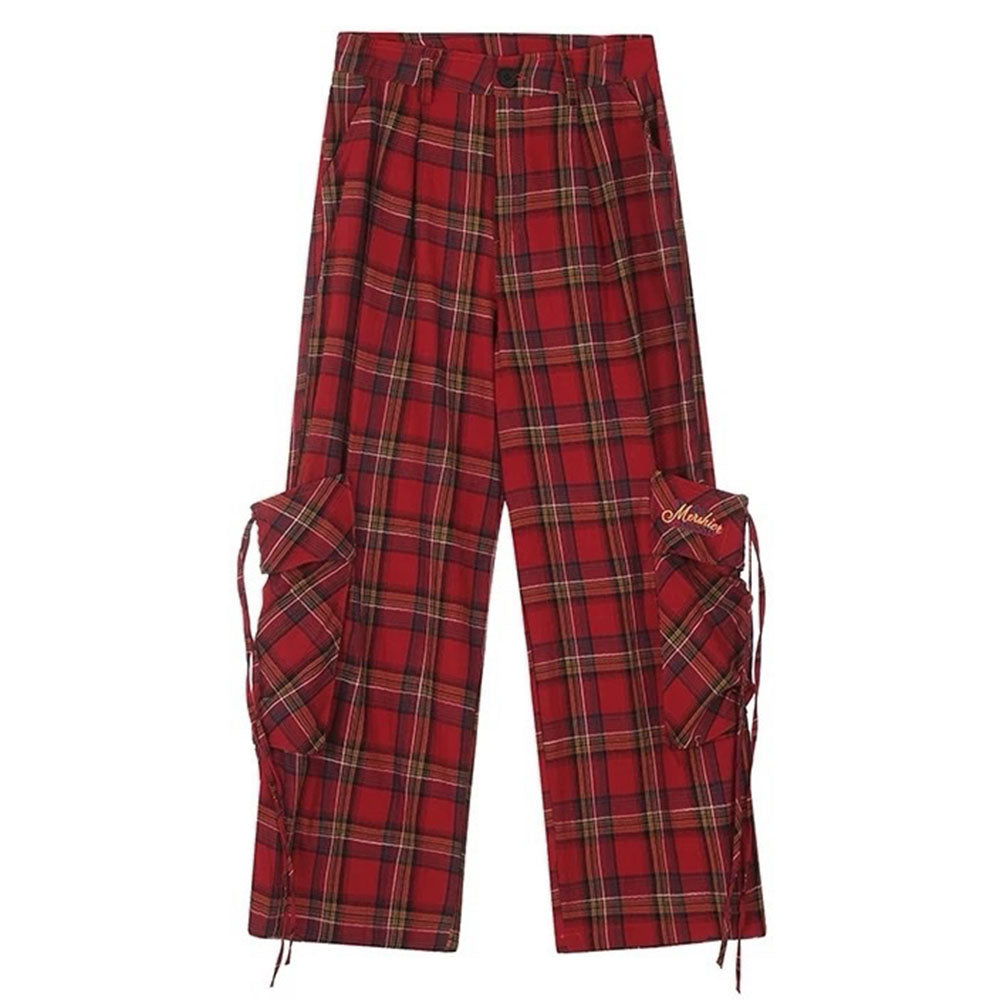 VILZSTUDIOS Y2K Grunge Tartan Cargo Pants with pockets