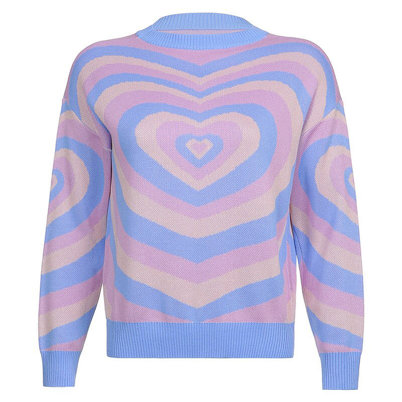 VILZSTUDIOS Y2K heart pattern sweater for streetwear fashion