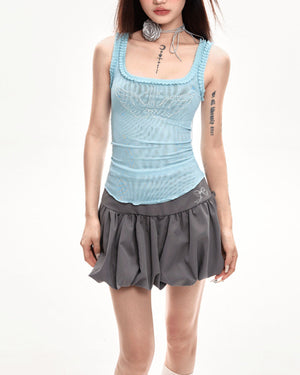 VILZSTUDIOS Y2K inspired balloon mini skirt with high waist and pleated design