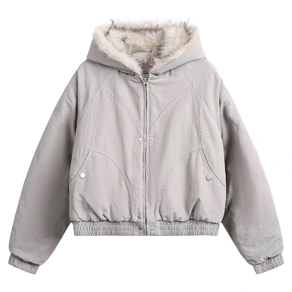 VILZSTUDIOS Cropped bomber jacket with faux fur collar