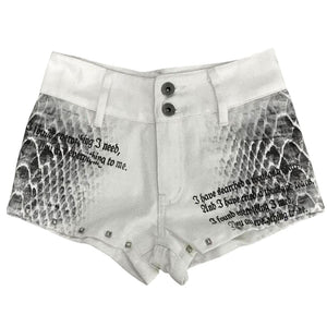 VILZSTUDIOS Denim mini shorts with graphics and stud accents