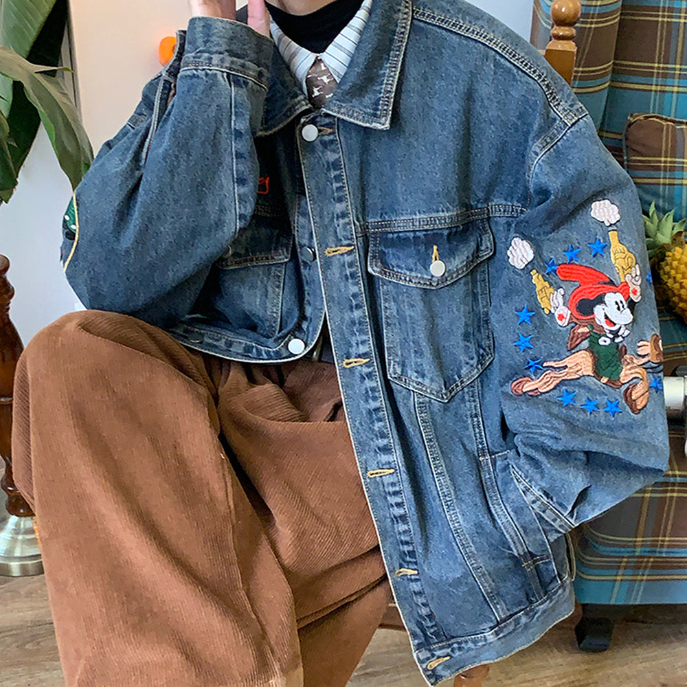 VILZSTUDIOS Embroidered denim jacket for streetwear fashion