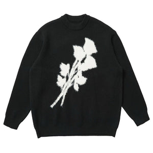 VILZSTUDIOS Oversized black sweater with floral graphic design