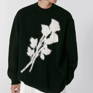 VILZSTUDIOS Oversized black sweater with floral graphic design