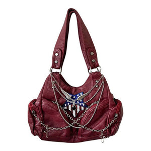 VILZSTUDIOS Stylish red handbag with American flag design