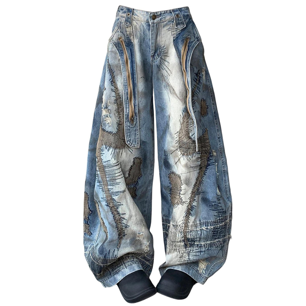 VILZSTUDIOS Oversized sketch jeans by VILZSTUDIOS