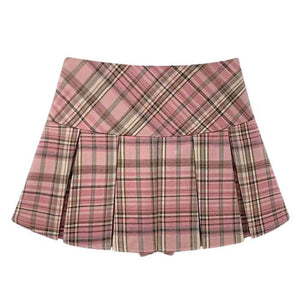 VILZSTUDIOS Stylish pleated mini skirt with checkered pattern