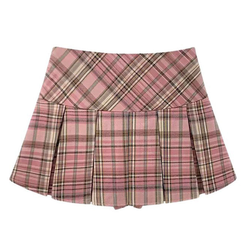 VILZSTUDIOS Stylish pleated mini skirt with checkered pattern