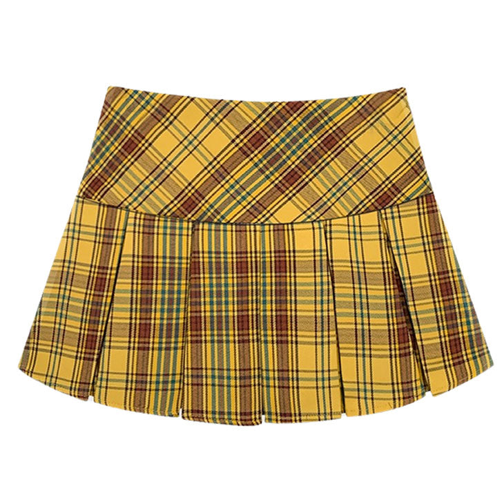 VILZSTUDIOS Stylish pleated mini skirt with checkered pattern