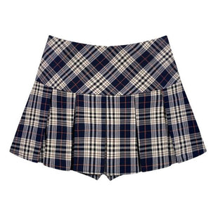 VILZSTUDIOS Stylish pleated mini skirt with checkered pattern