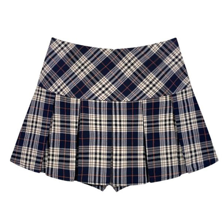 VILZSTUDIOS Stylish pleated mini skirt with checkered pattern