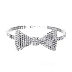 VILZSTUDIOS Rhinestone bow choker necklace
