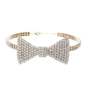 VILZSTUDIOS Rhinestone bow choker necklace