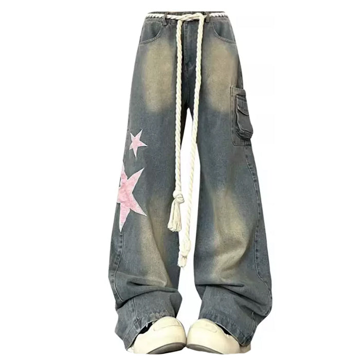 VILZSTUDIOS Y2K inspired star design denim jeans