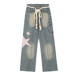 VILZSTUDIOS Y2K inspired star design denim jeans