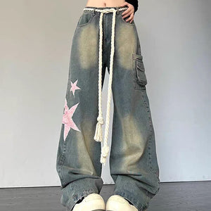 VILZSTUDIOS Y2K inspired star design denim jeans