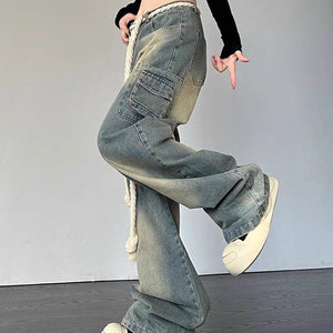VILZSTUDIOS Y2K inspired star design denim jeans