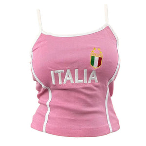 VILZSTUDIOS Y2K Italia embroidery casual top in soft pink