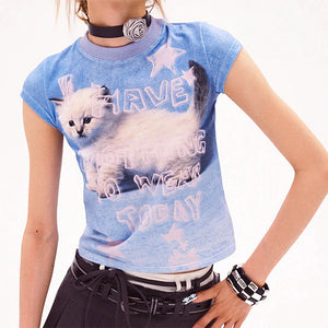 VILZSTUDIOS Y2K kitten graphic baby tee from VILZSTUDIOS