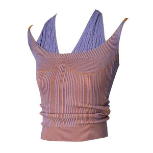 VILZSTUDIOS Y2K style double layered knit halter top