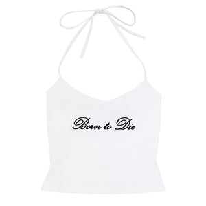 VILZSTUDIOS Stylish Y2K halter top with lace detailing