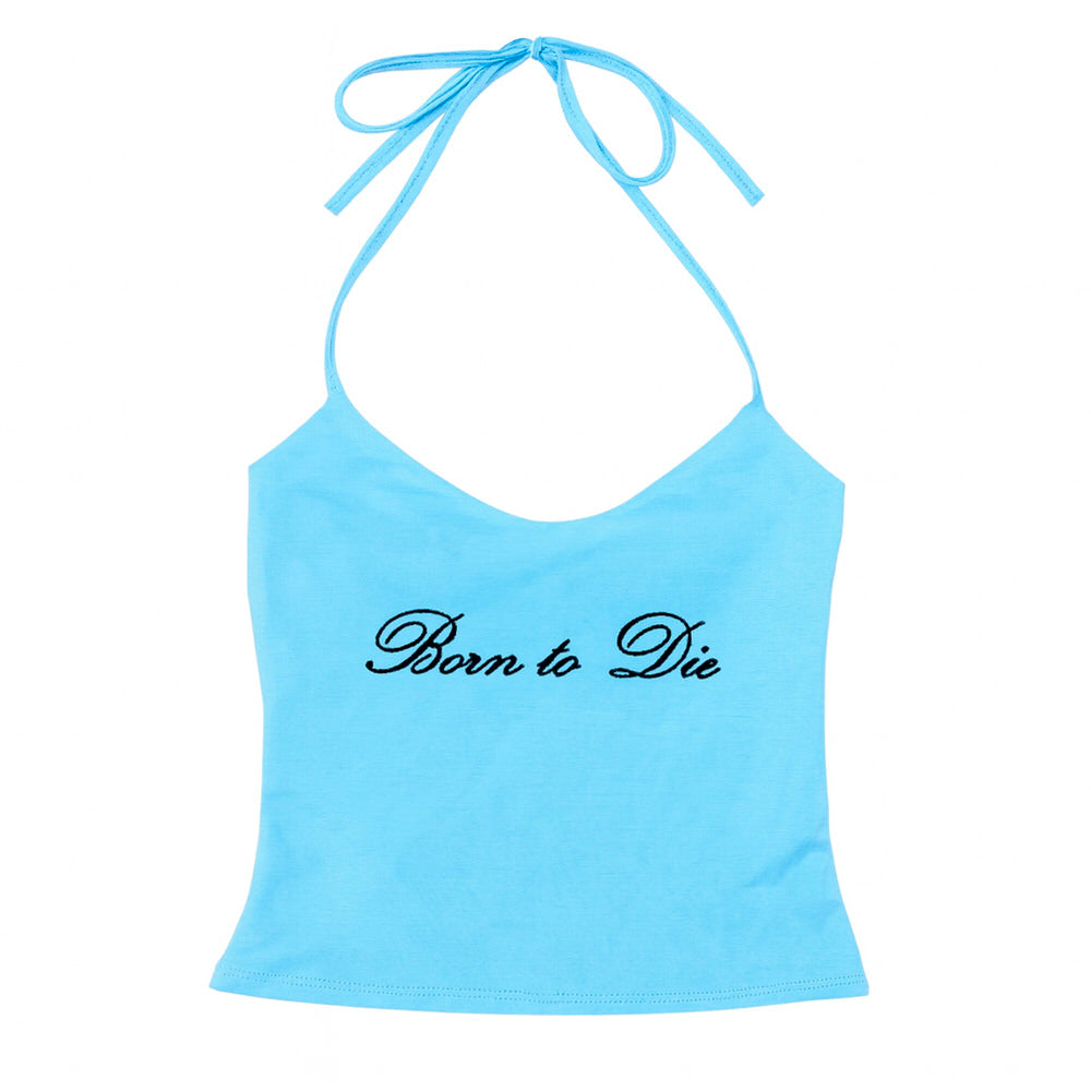 VILZSTUDIOS Stylish Y2K halter top with lace detailing