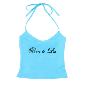 VILZSTUDIOS Stylish Y2K halter top with lace detailing