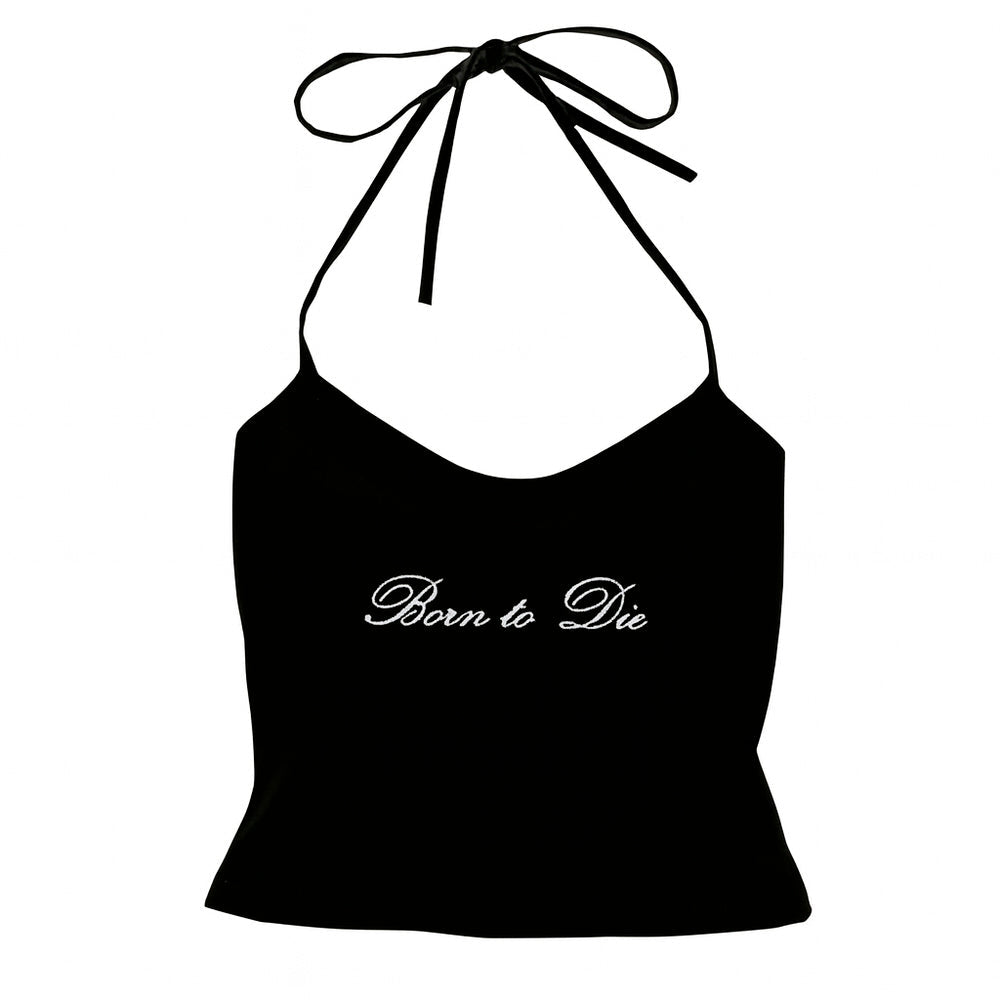 VILZSTUDIOS Stylish Y2K halter top with lace detailing