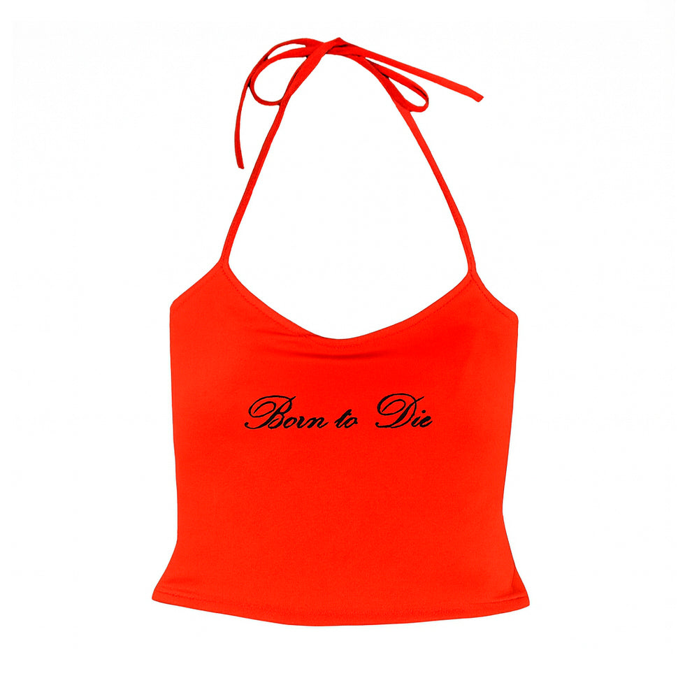 VILZSTUDIOS Stylish Y2K halter top with lace detailing