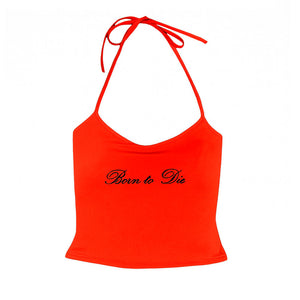 VILZSTUDIOS Stylish Y2K halter top with lace detailing