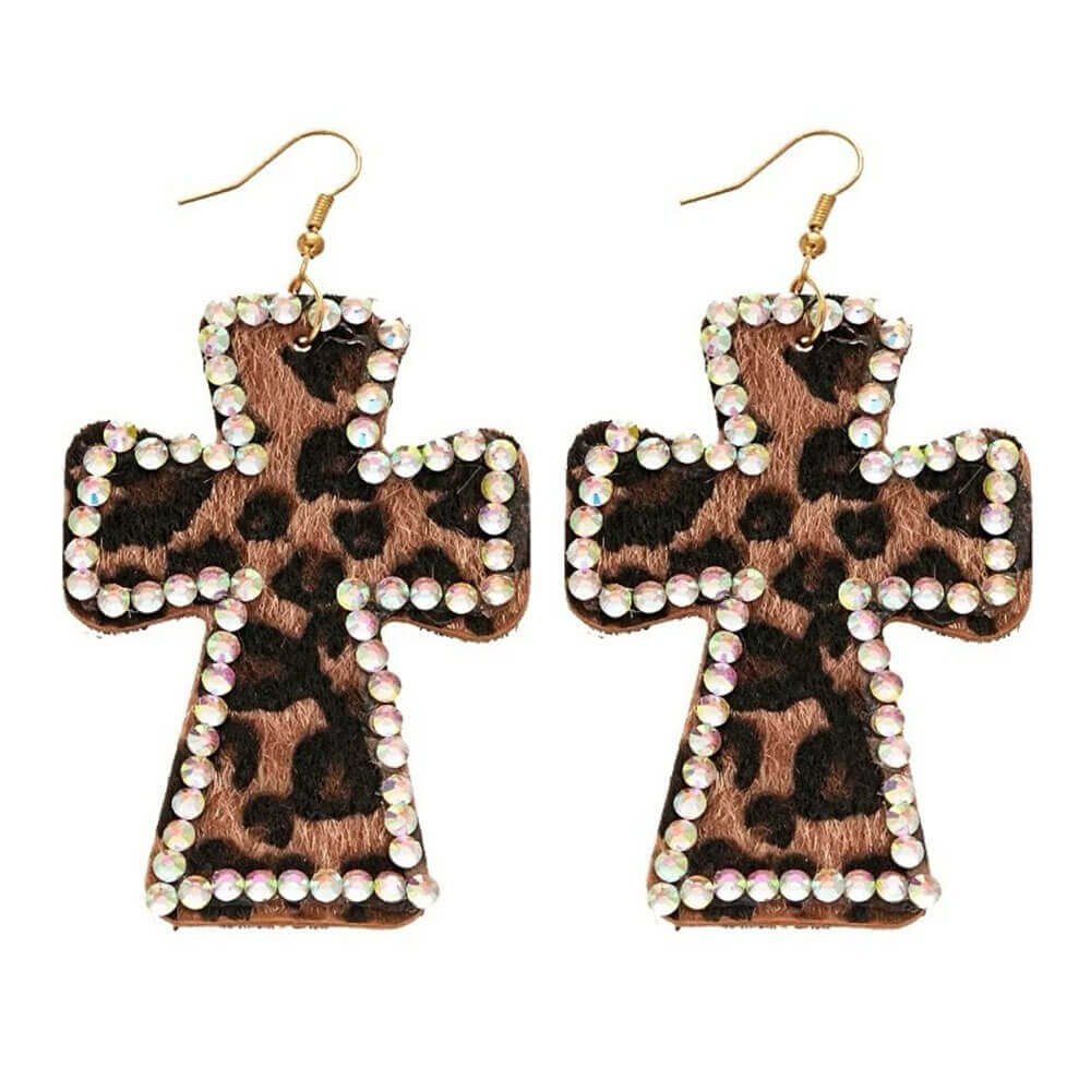 VILZSTUDIOS Stylish leopard cross earrings for fashion enthusiasts
