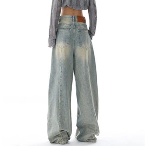 VILZSTUDIOS Light wash oversized jeans for streetwear fashion