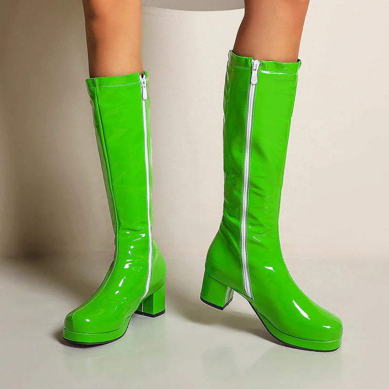 VILZSTUDIOS Stylish neon vinyl platform boots