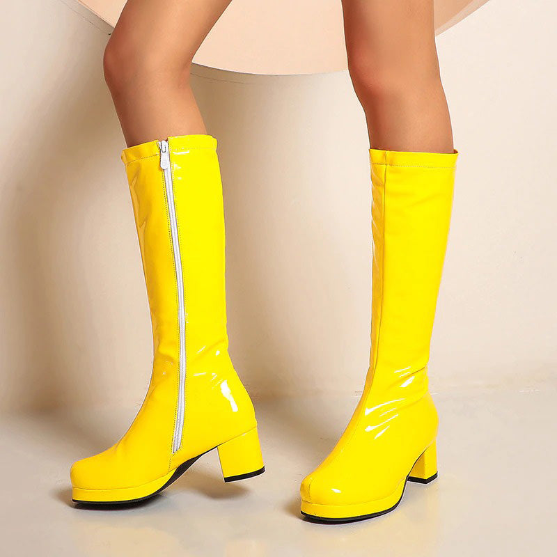VILZSTUDIOS Stylish neon vinyl platform boots
