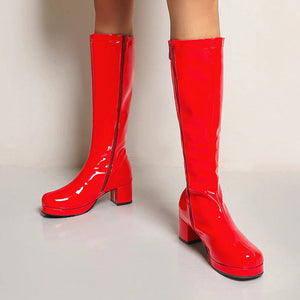 VILZSTUDIOS Stylish neon vinyl platform boots