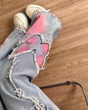 VILZSTUDIOS Wide leg jeans with butterfly print