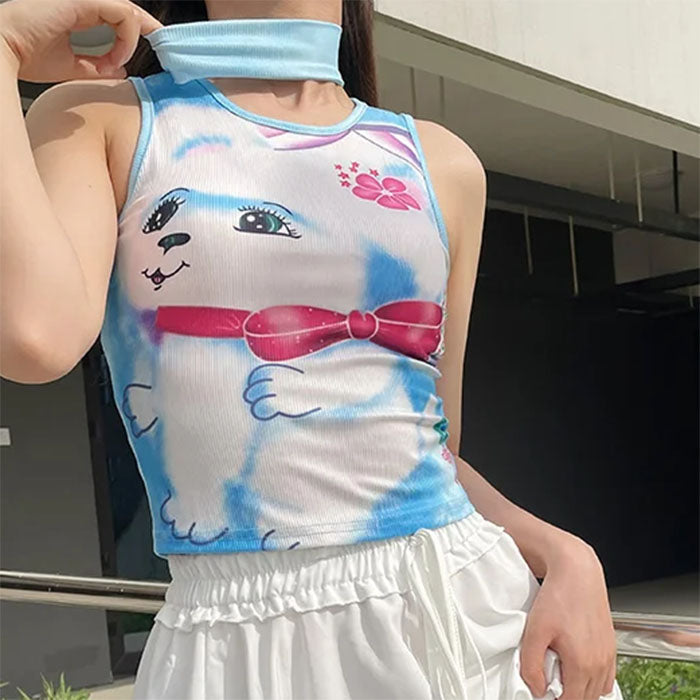 VILZSTUDIOS Fashionable tank top featuring a playful puppy design