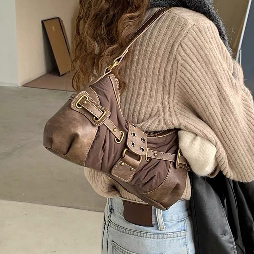 VILZSTUDIOS Stylish Y2K baguette bag with buckle accents