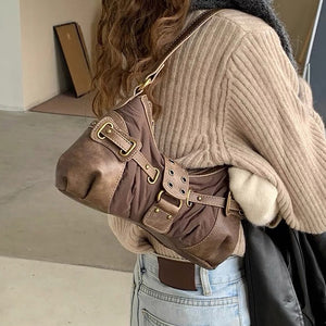 VILZSTUDIOS Stylish Y2K baguette bag with buckle accents