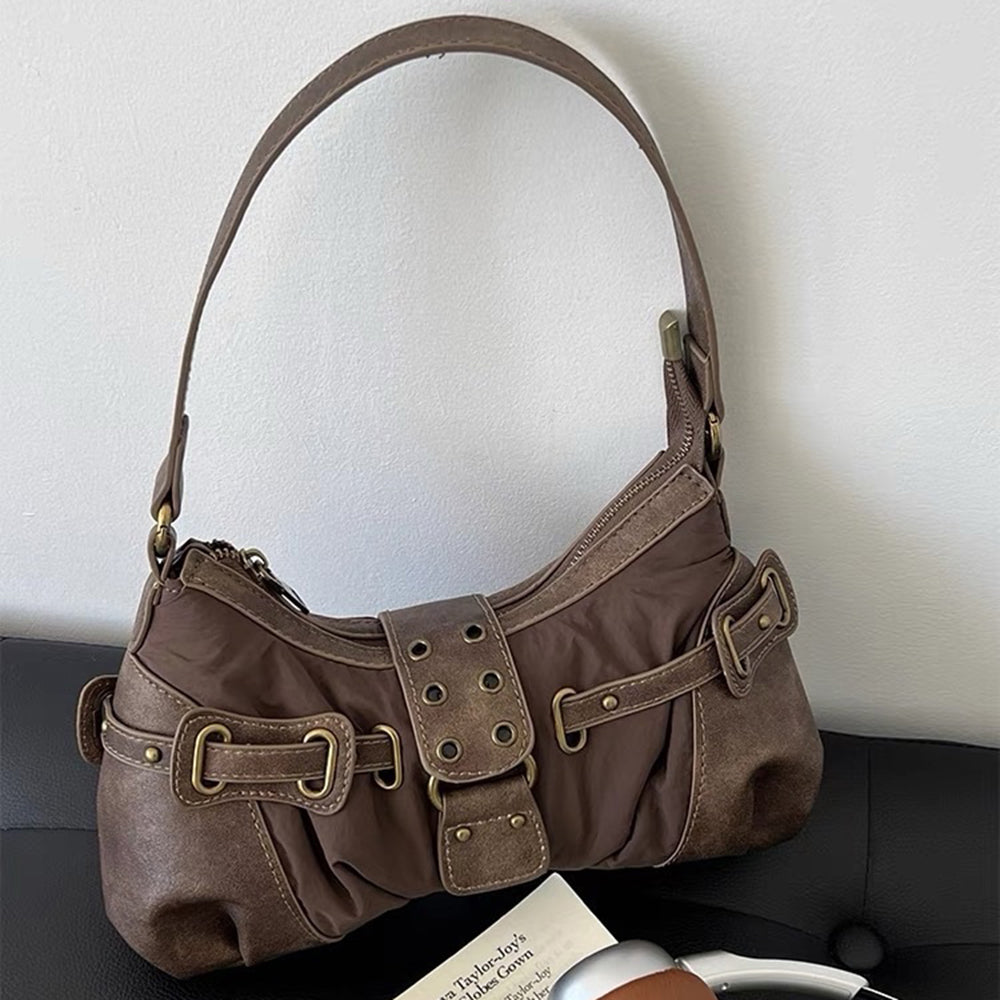 VILZSTUDIOS Stylish Y2K baguette bag with buckle accents