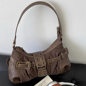 VILZSTUDIOS Stylish Y2K baguette bag with buckle accents