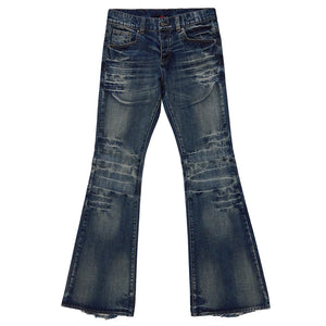 VILZSTUDIOS Flare jeans with ripped details and vintage wash