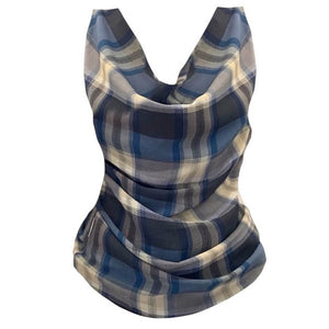 VILZSTUDIOS Y2K style sheer plaid tank top
