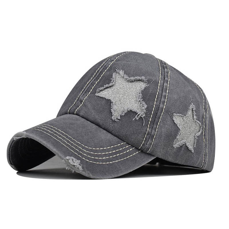 VILZSTUDIOS Denim baseball cap with glitter star design