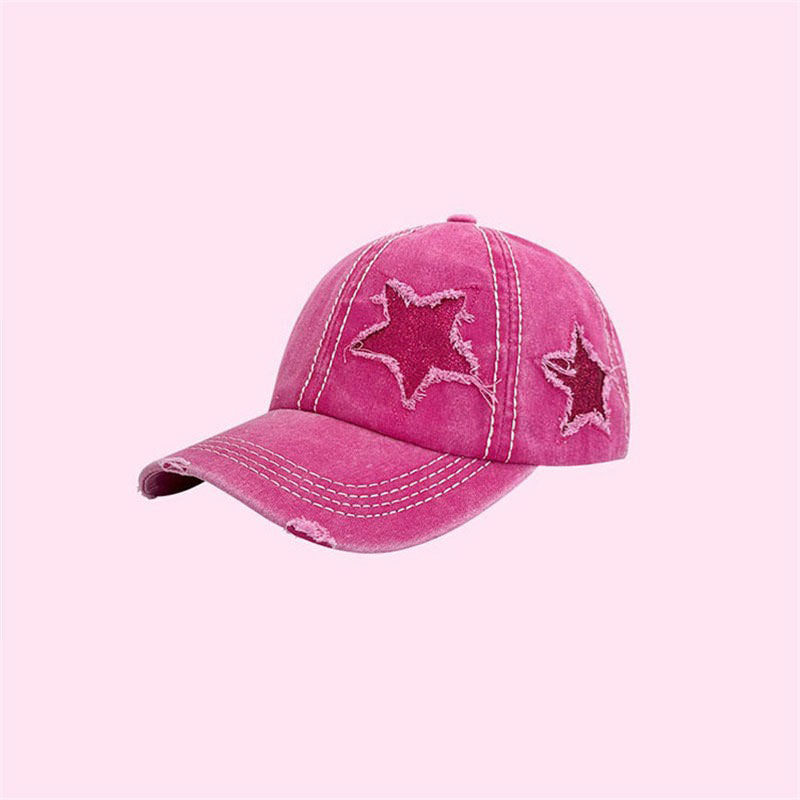 VILZSTUDIOS Denim baseball cap with glitter star design