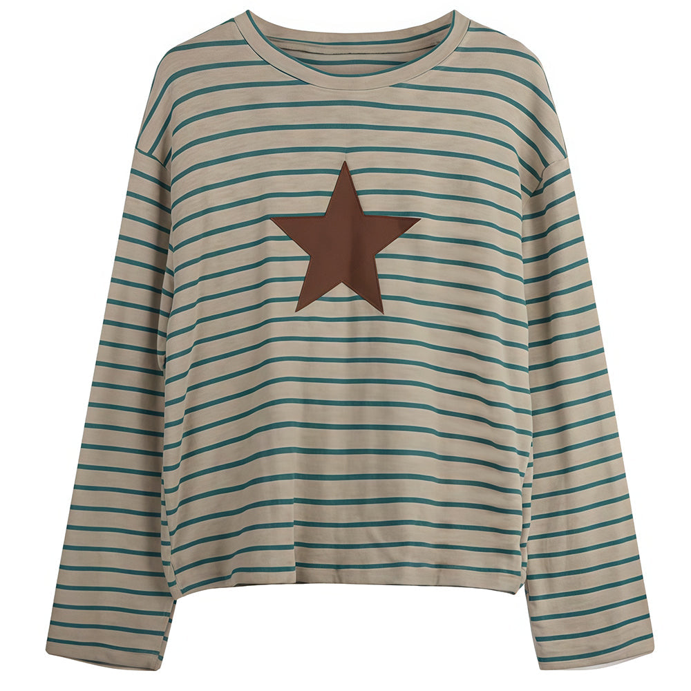 VILZSTUDIOS Striped long sleeve tee with star graphic design